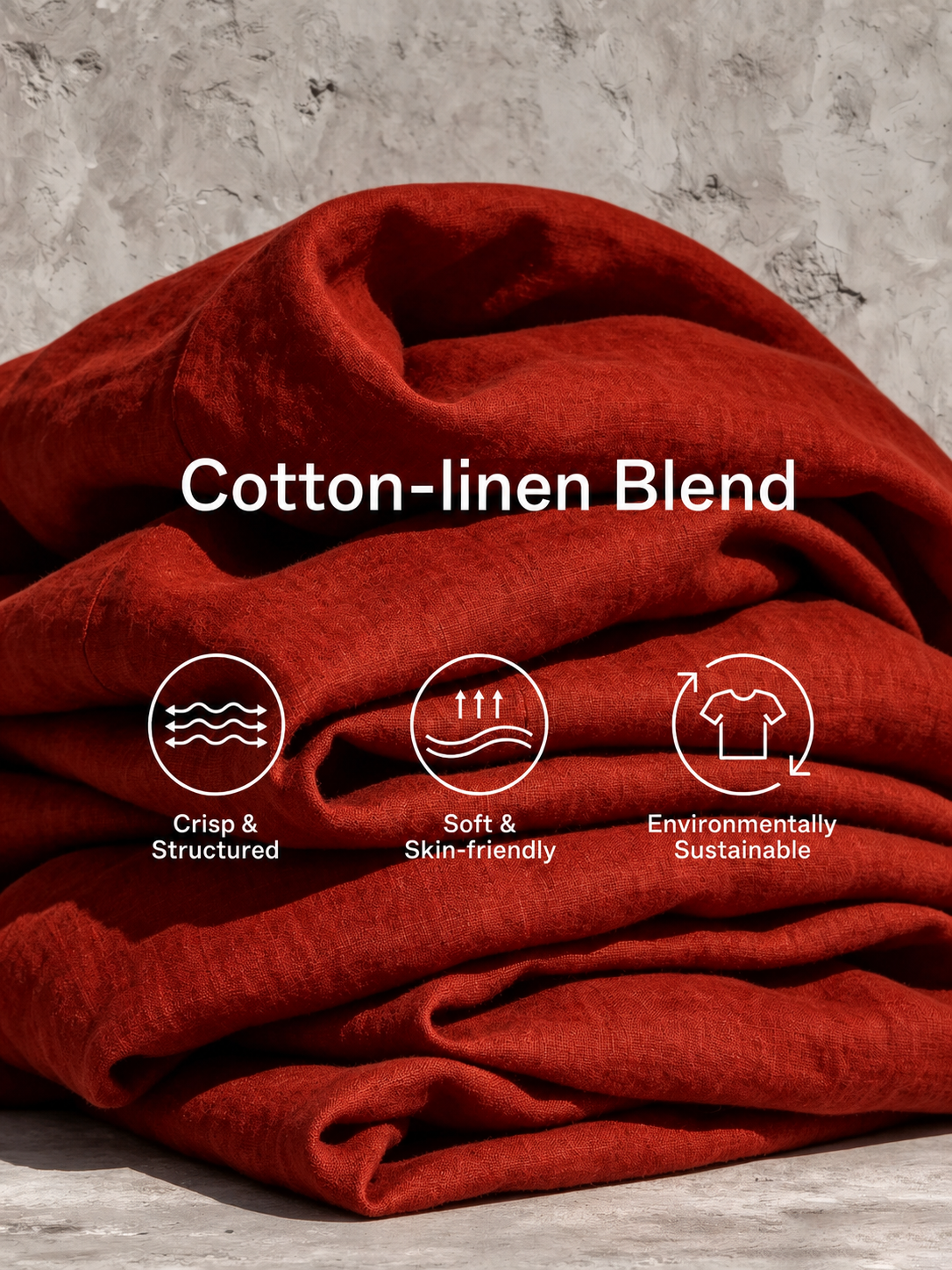 Rojo Cotton-Linen Blend Sin mangas Chalecoido midi With Contrasting Blanco Piping And Double Side Patch Pockets