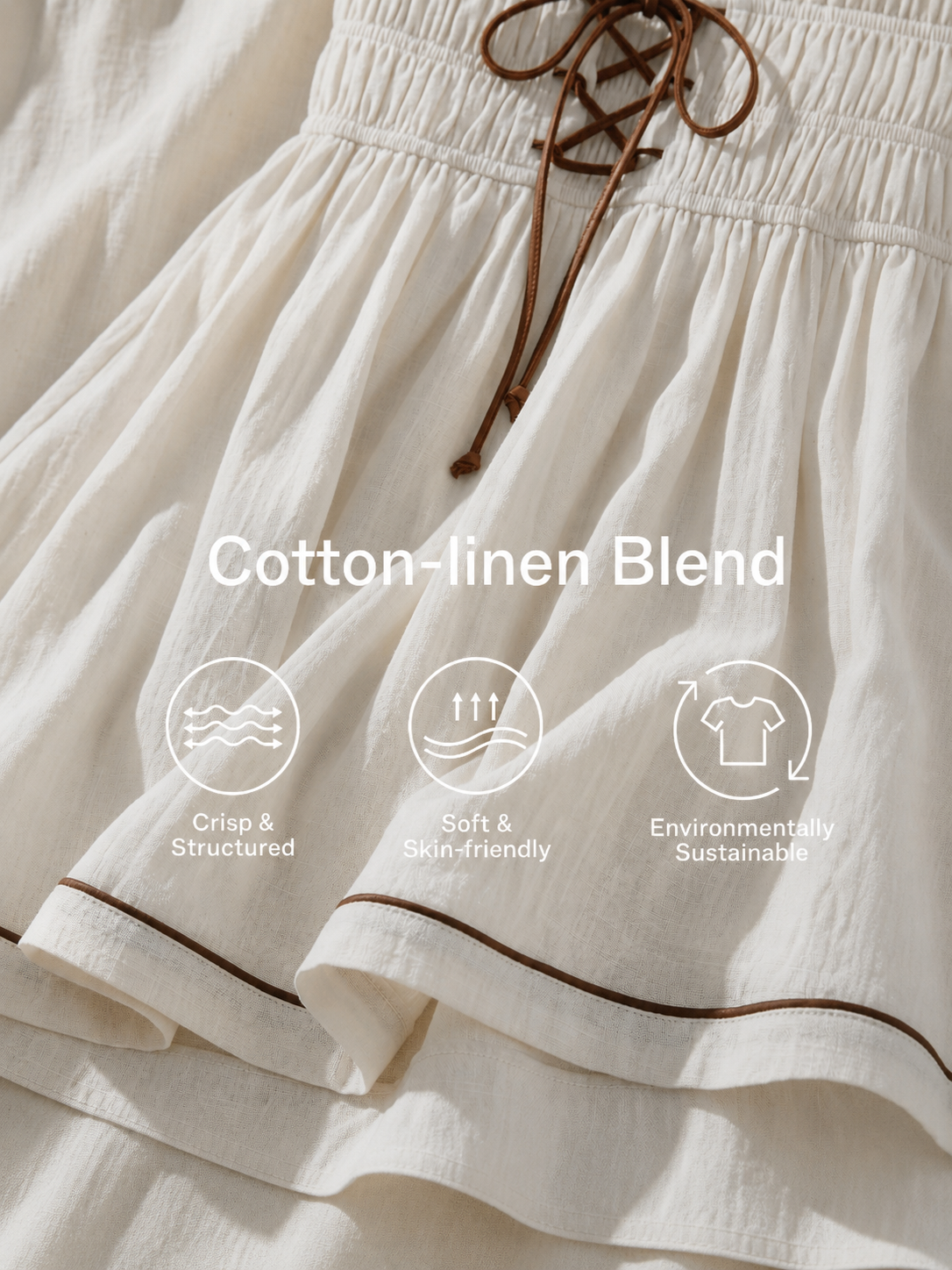 Casual Blanco Cotton-lino Palabra de honor Sin mangas Chalecoido mini