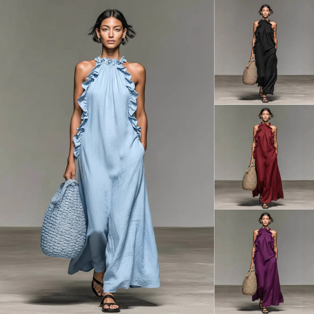 Luna | Vestido maxi con bolsillos