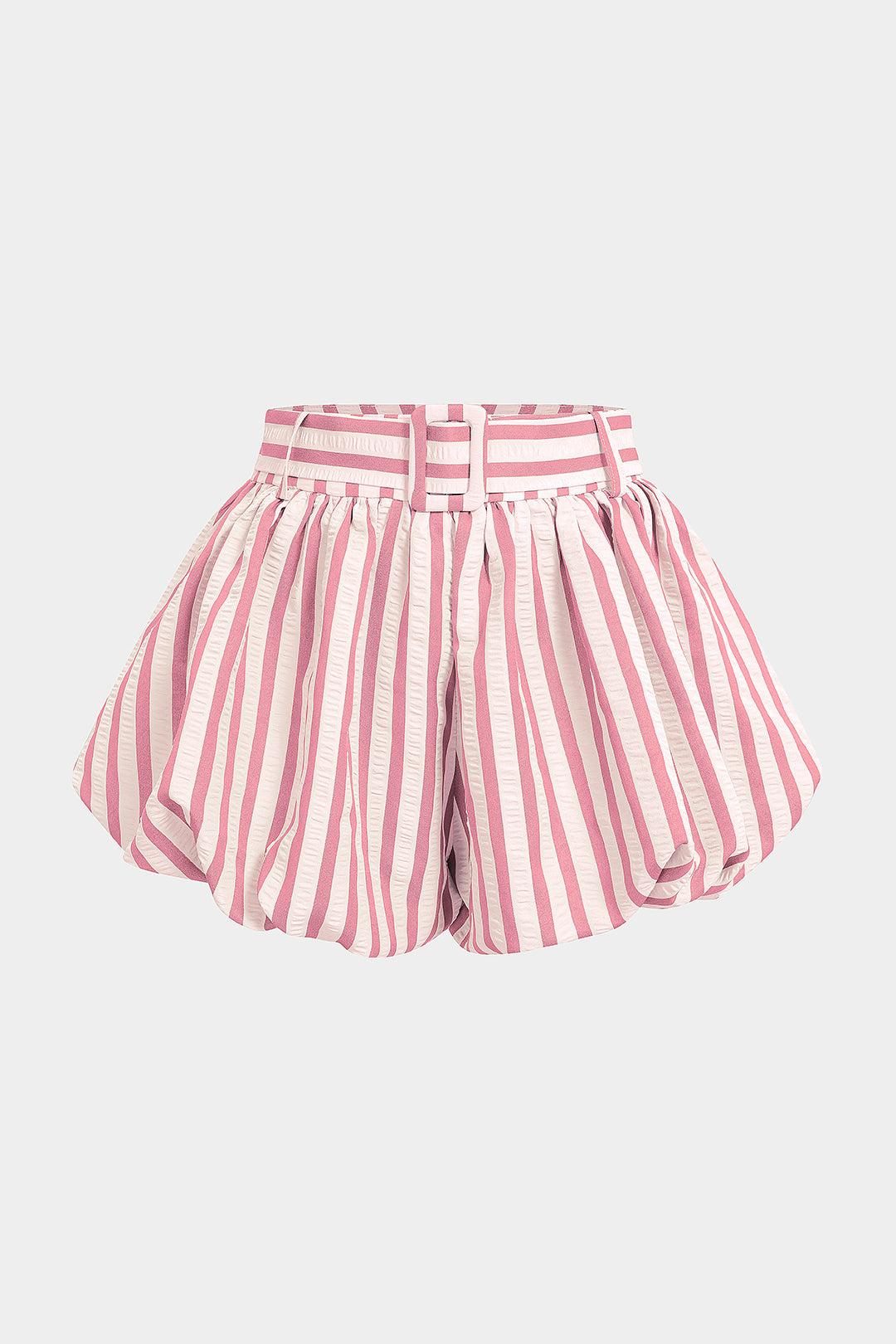 Striped Textured Ruched Shorts