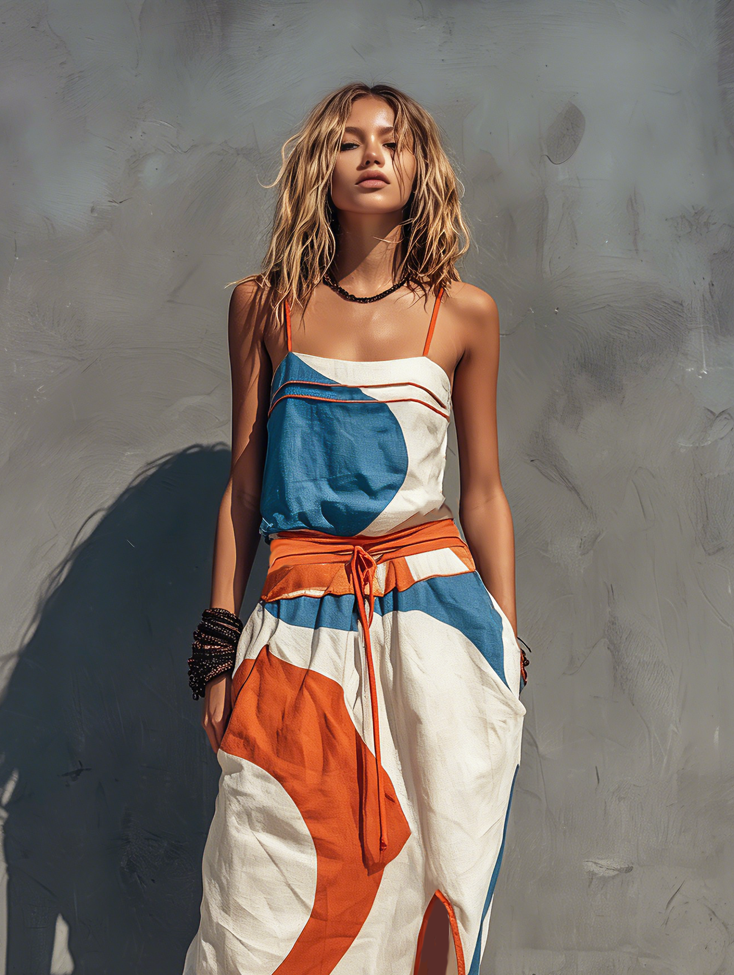 Casual Printed Woven Sin mangas Chalecoido maxi With Tirantes finos