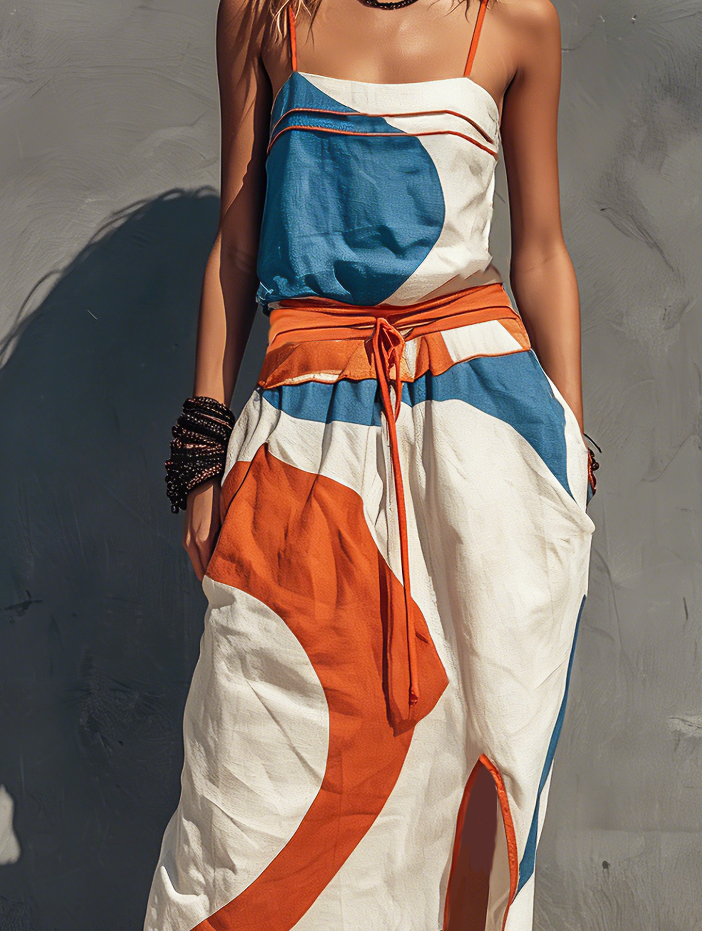 Casual Printed Woven Sin mangas Chalecoido maxi With Tirantes finos