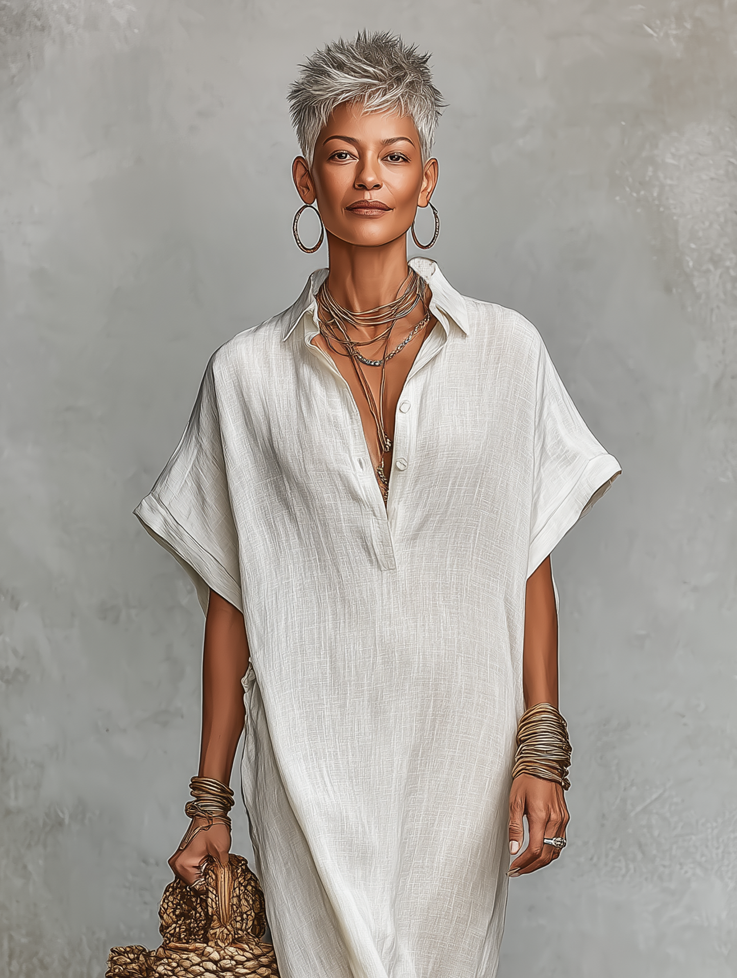 Minimalista Holgado Camisa Chalecoido maxi