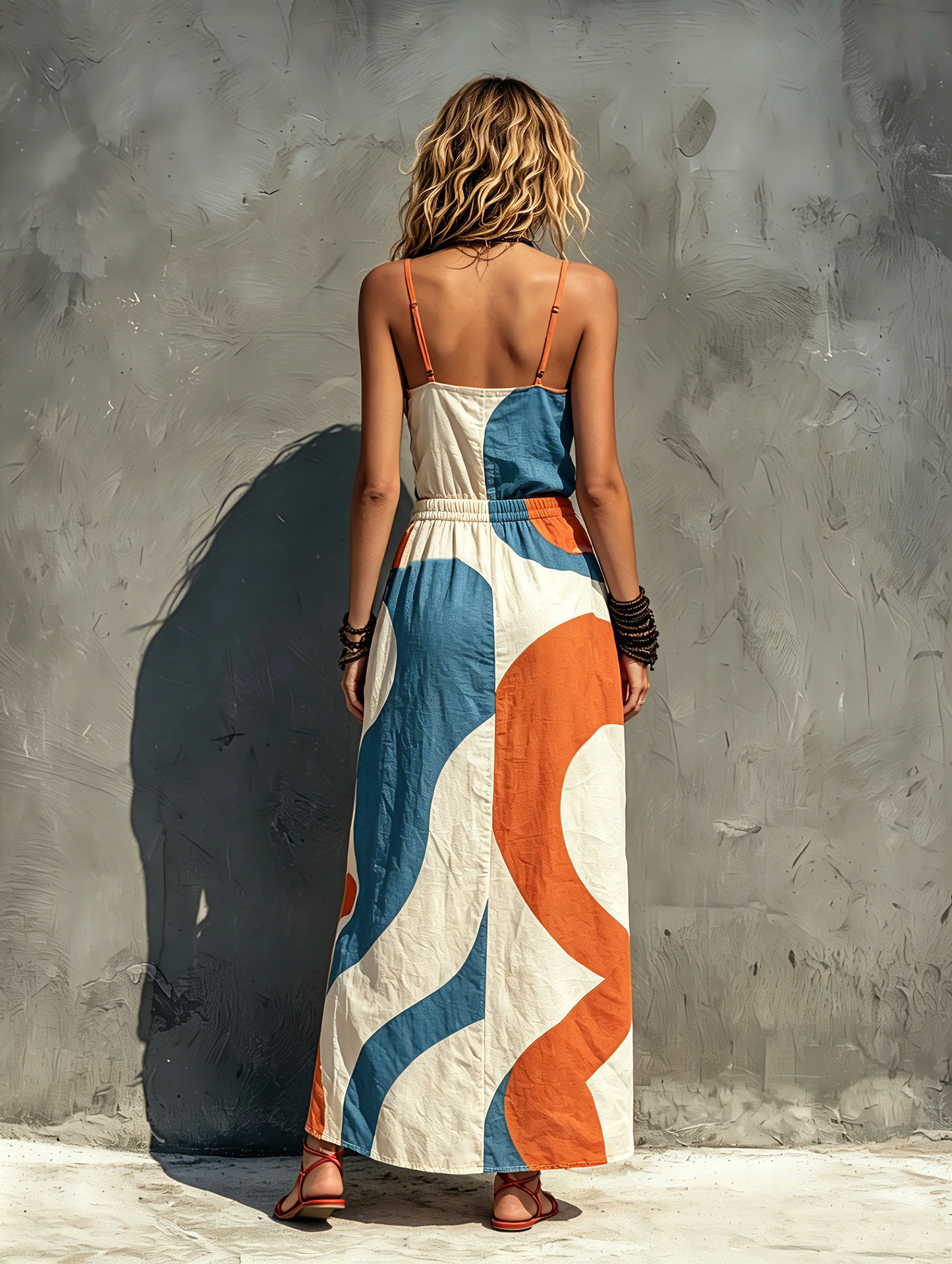 Casual Printed Woven Sin mangas Chalecoido maxi With Tirantes finos