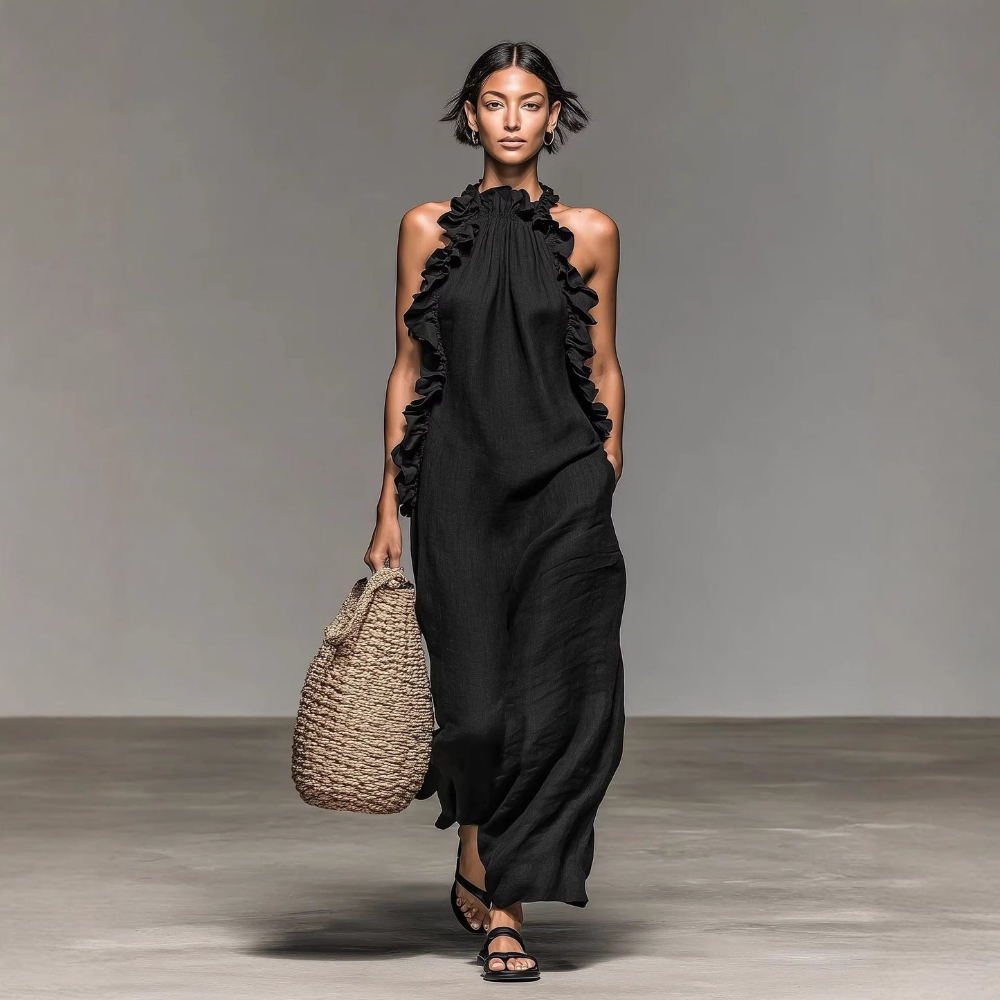Luna | Vestido maxi con bolsillos