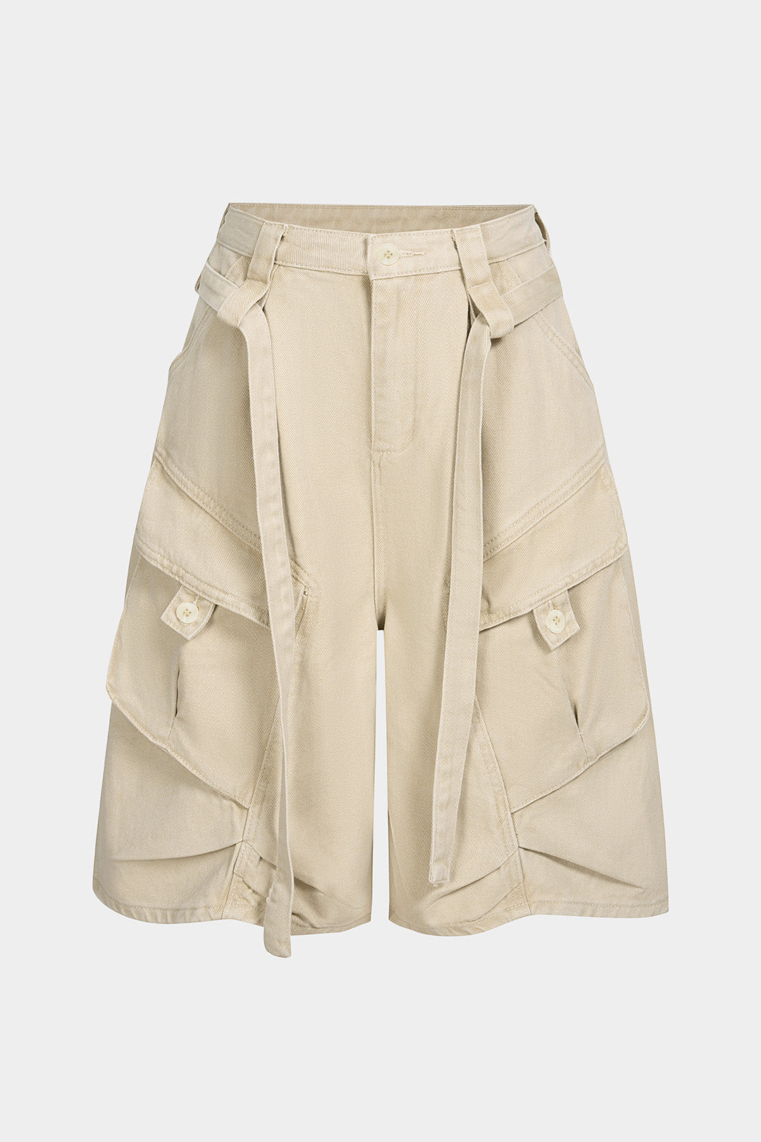 Denim Belted Pocket Shorts