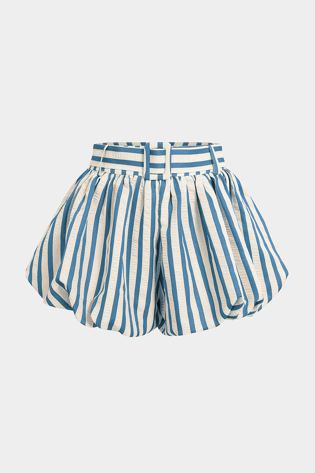 Striped Textured Ruched Shorts