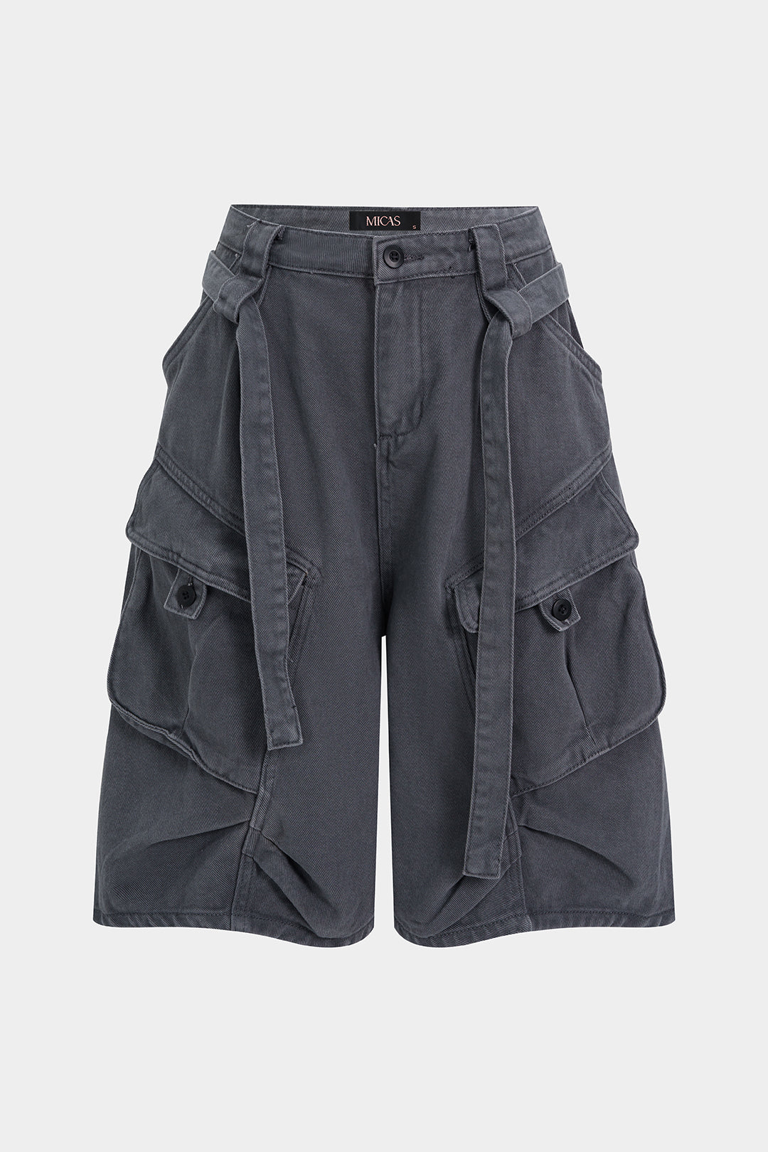 Denim Belted Pocket Shorts