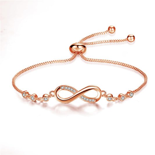 Pulsera Ajustable Chic Infinito Oro Rosa