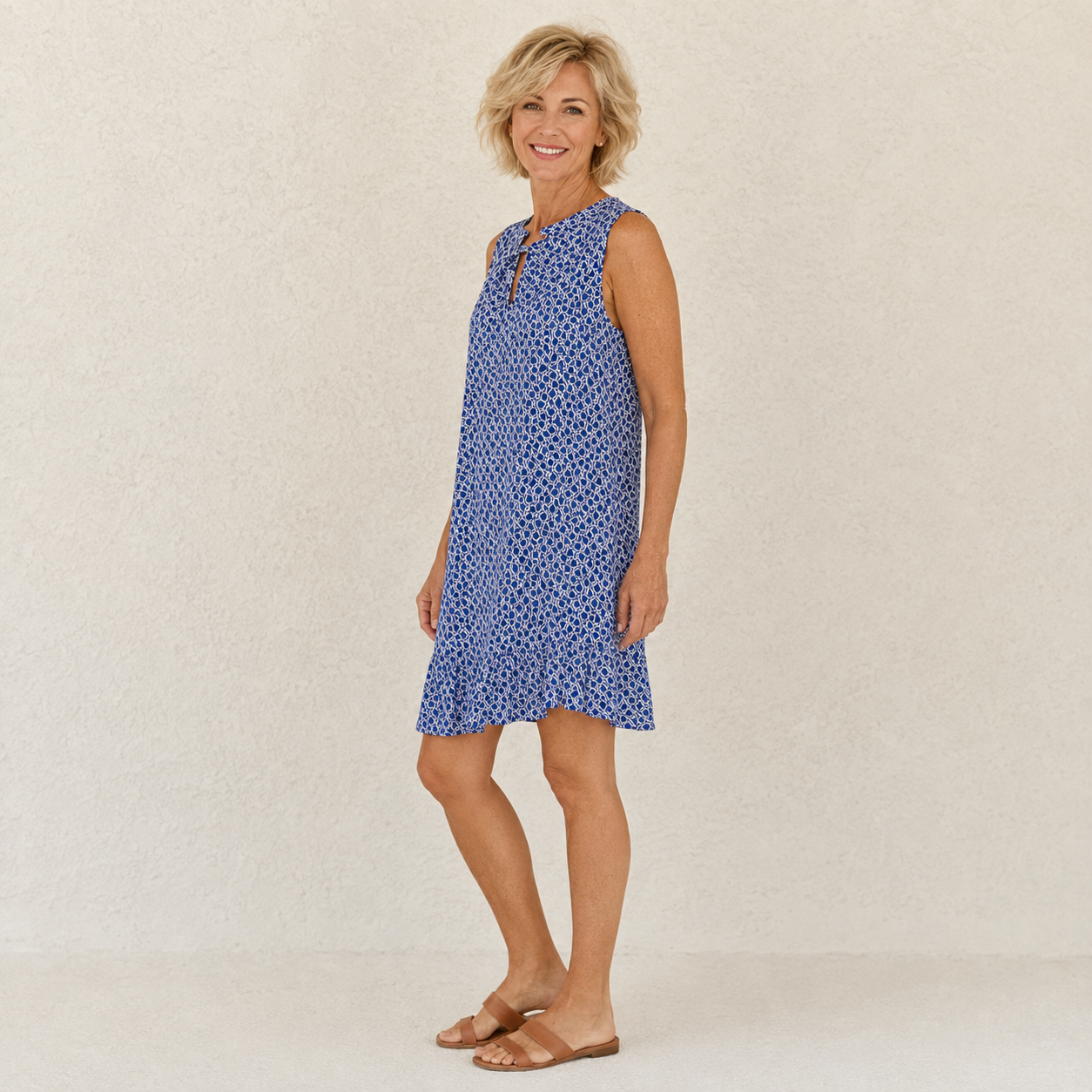 Clara | Vestido sin Mangas con Estampado Geométrico