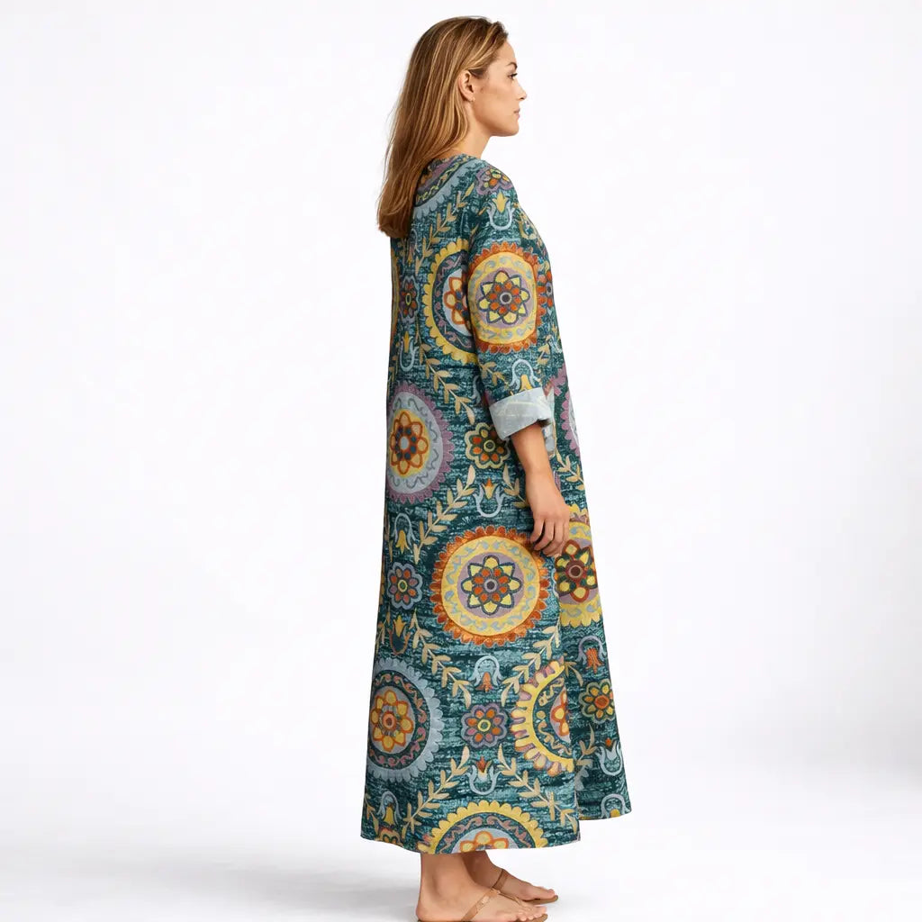 Elia™ | Vestido Midi Geométrico Adriana Valera