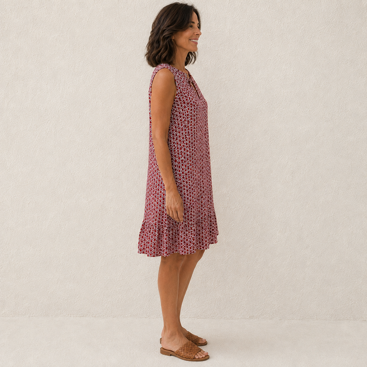Clara | Vestido sin Mangas con Estampado Geométrico