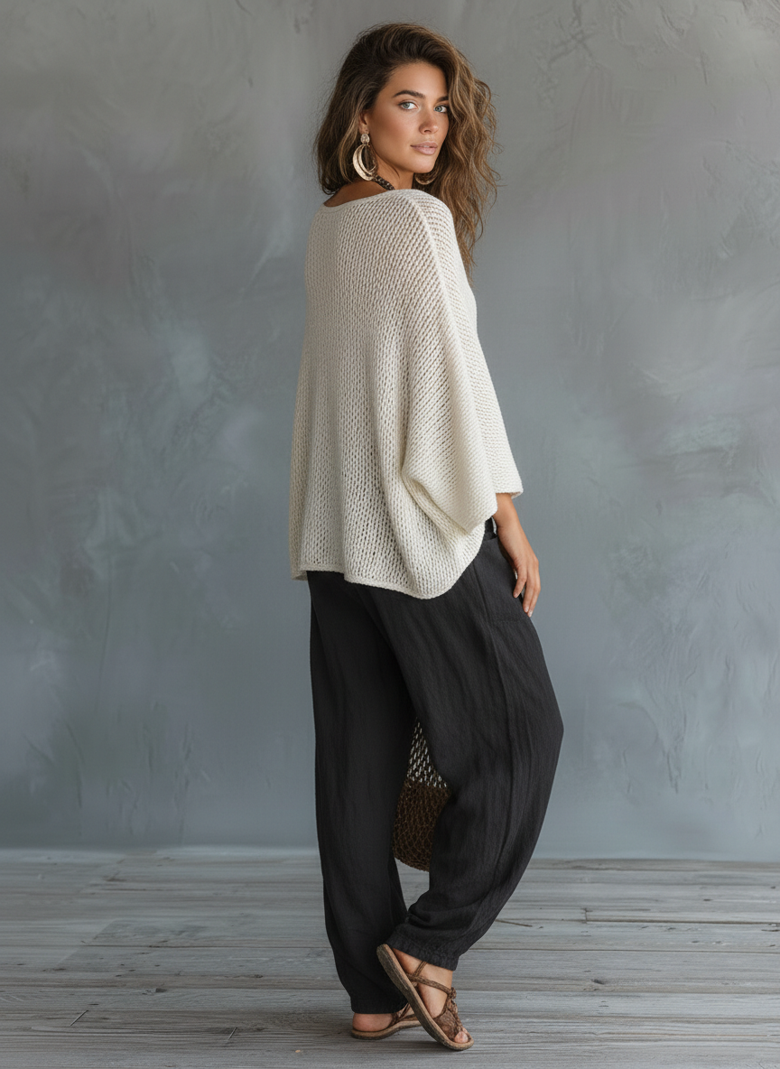 Minimalista Lightweight Cape-sleeved Jersey And Harem Pantalón Conjunto