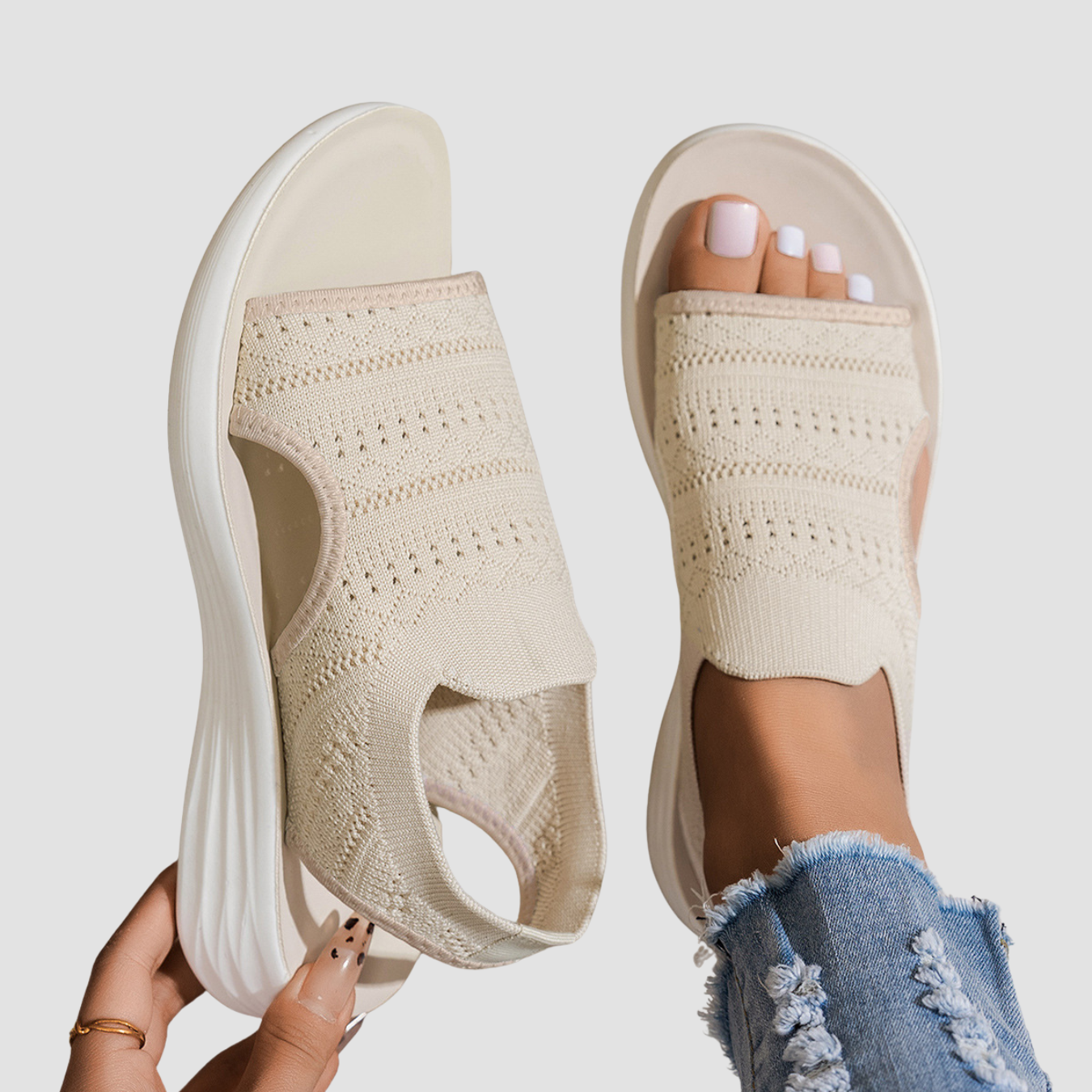 Sara | Sandalias de plataforma transpirables de punto para mujer