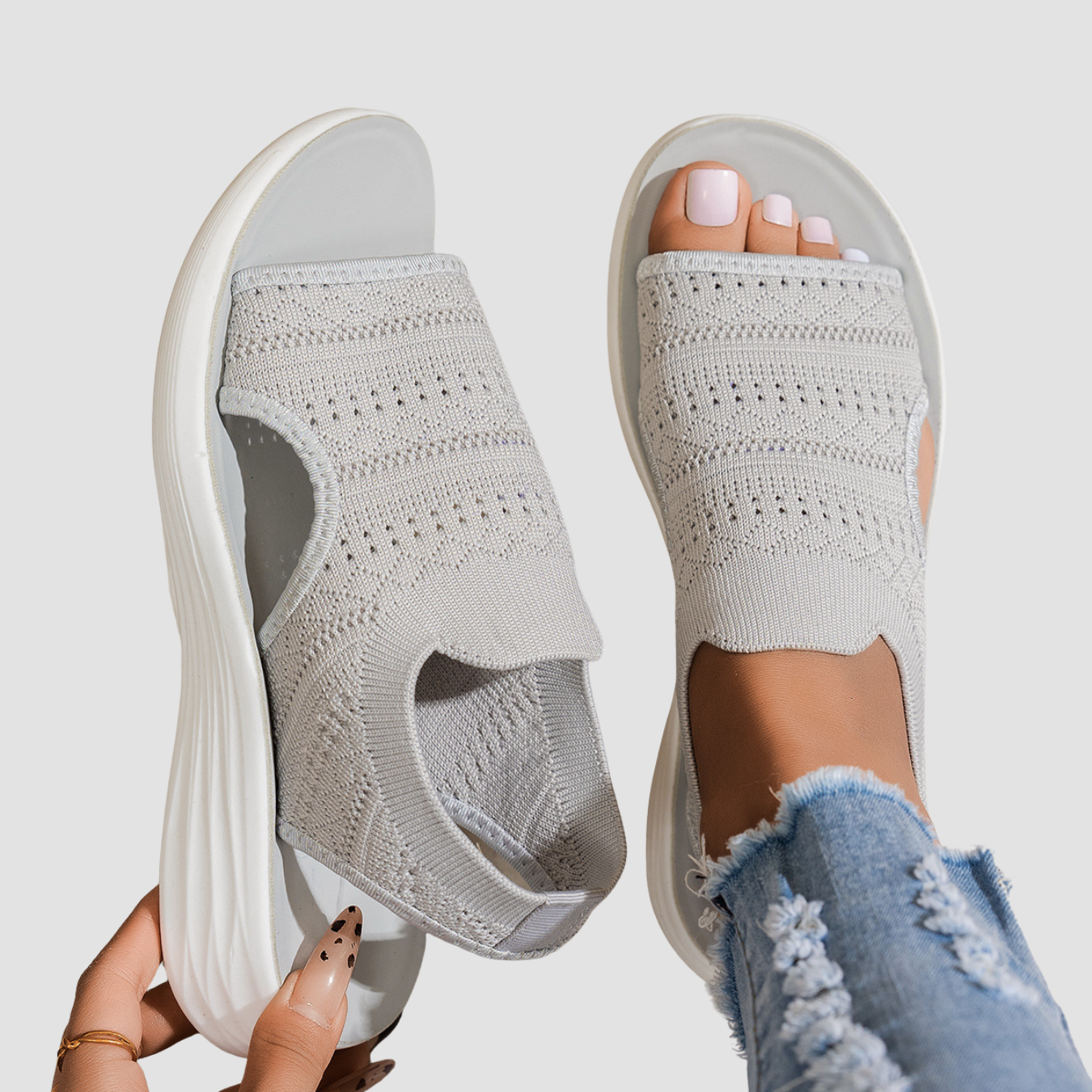 Sara | Sandalias de plataforma transpirables de punto para mujer