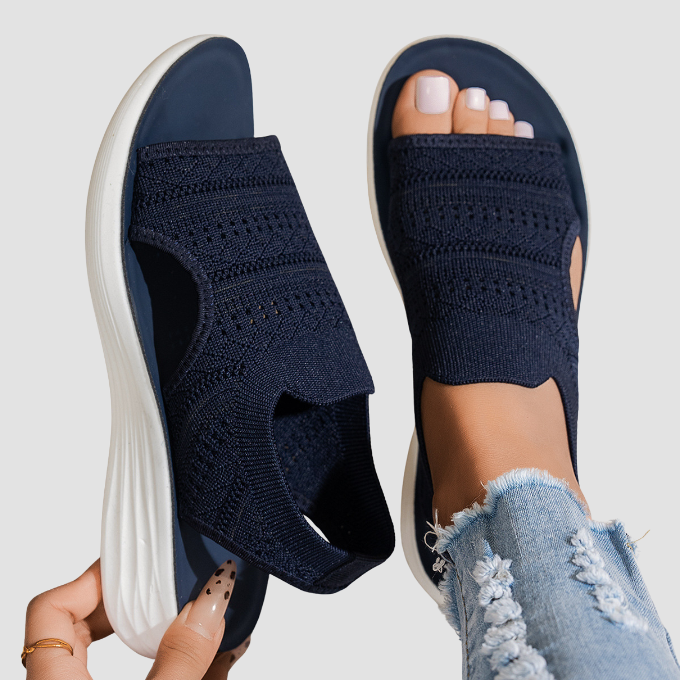 Sara | Sandalias de plataforma transpirables de punto para mujer