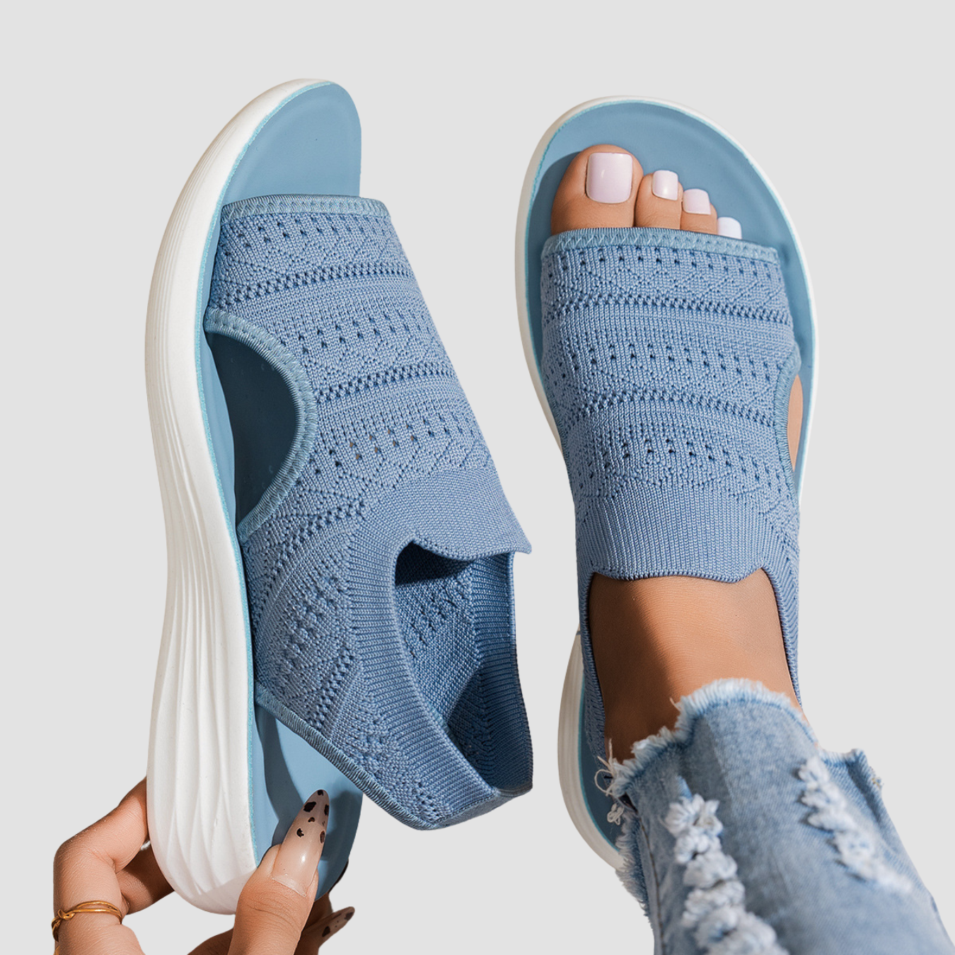 Sara | Sandalias de plataforma transpirables de punto para mujer