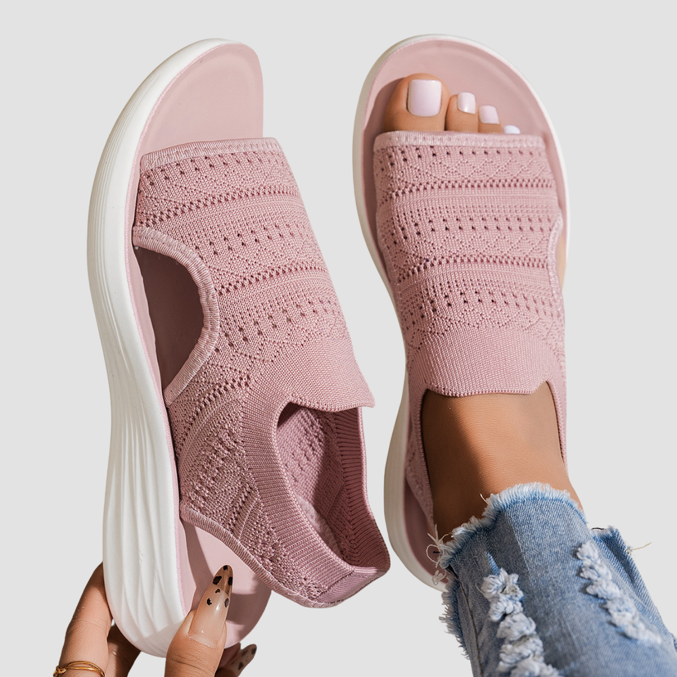 Sara | Sandalias de plataforma transpirables de punto para mujer