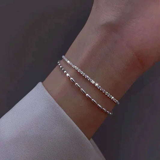 Set de Pulseras Elegantes Plata con Zirconio