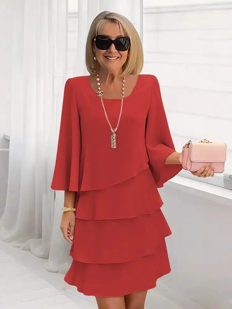 Elsa – Vestido Elegante y Fluido con Volantes Adriana Valera