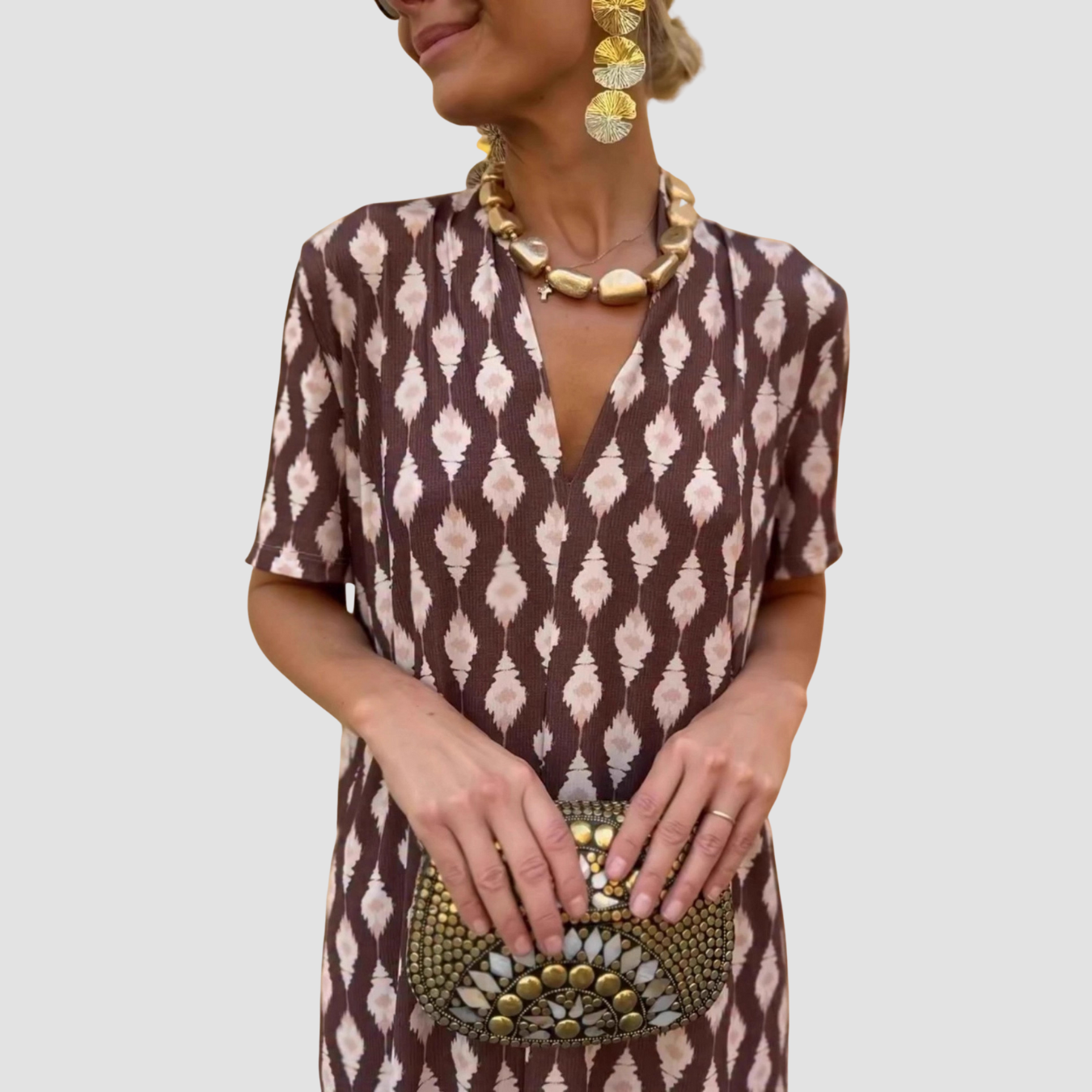 Amora | Vestido étnico de manga corta