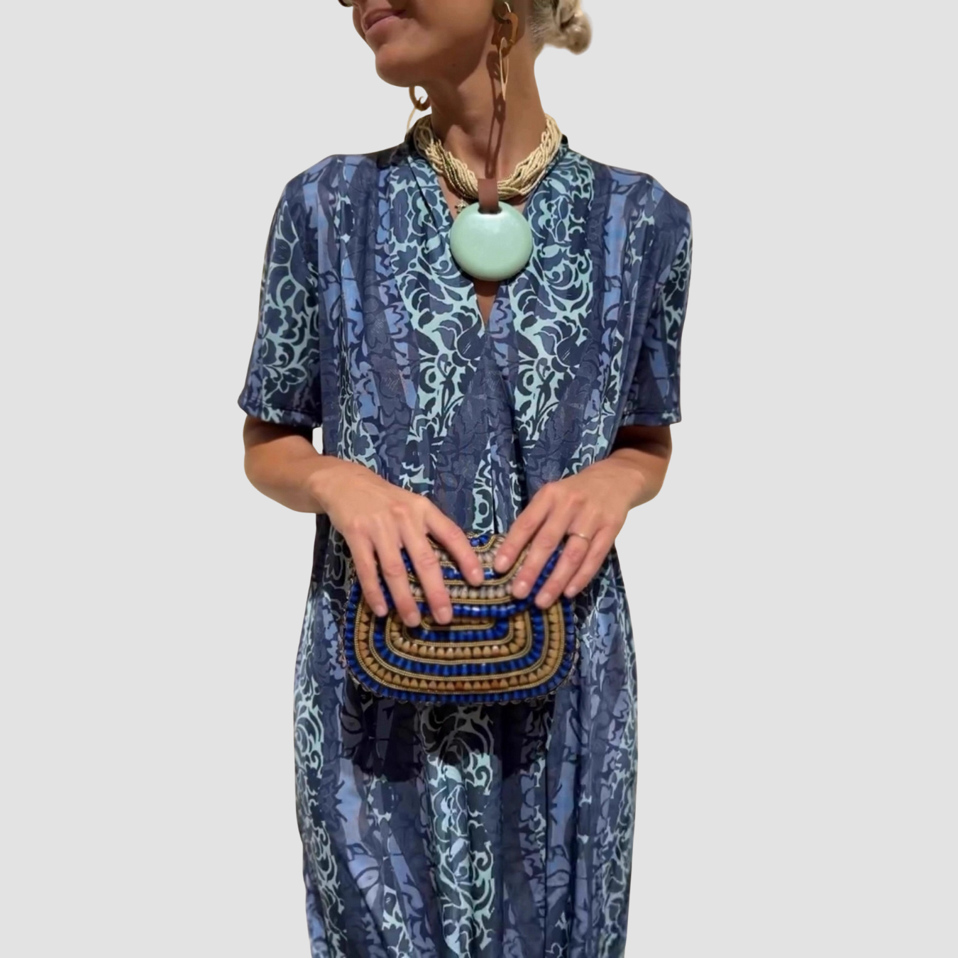 Amora | Vestido étnico de manga corta