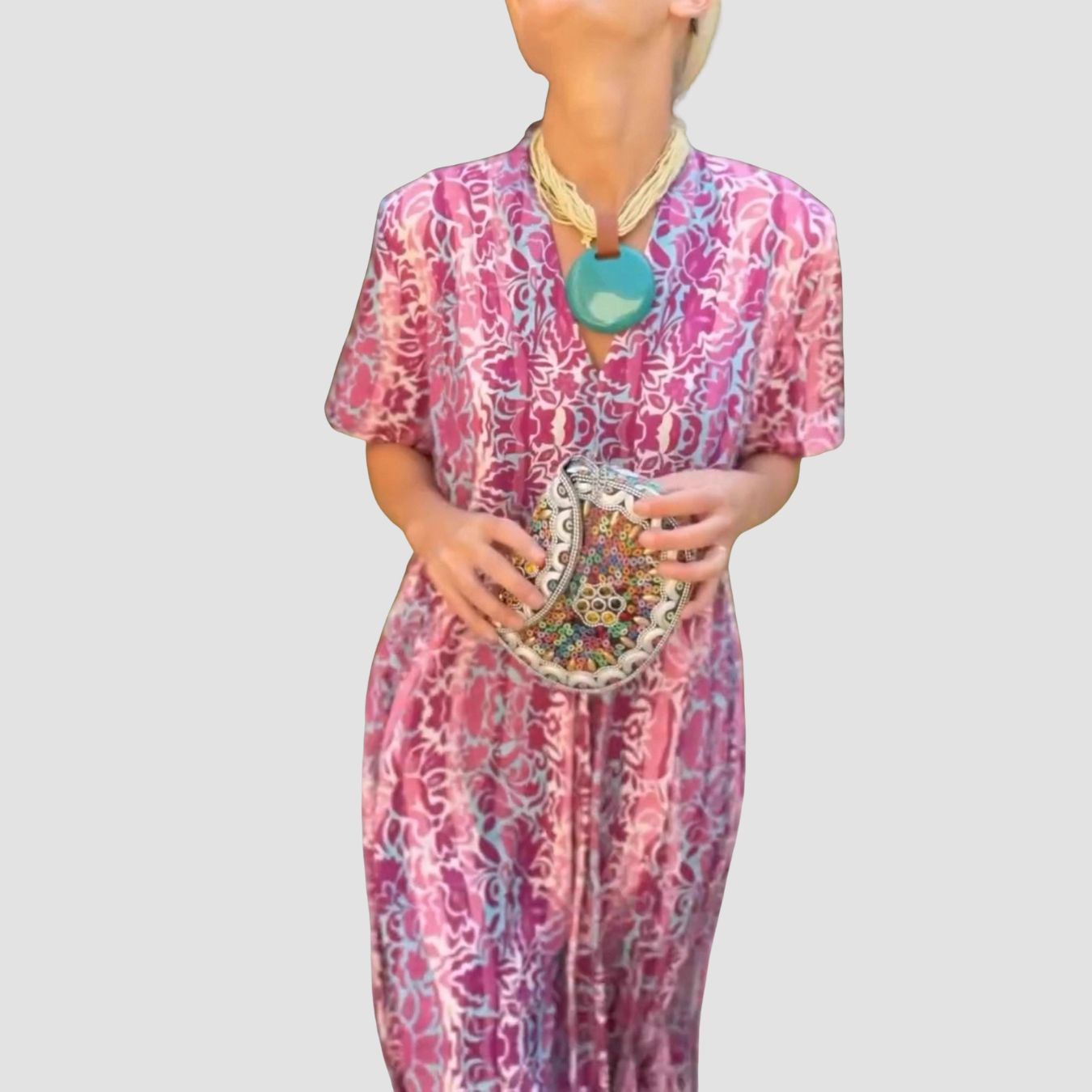 Amora | Vestido étnico de manga corta