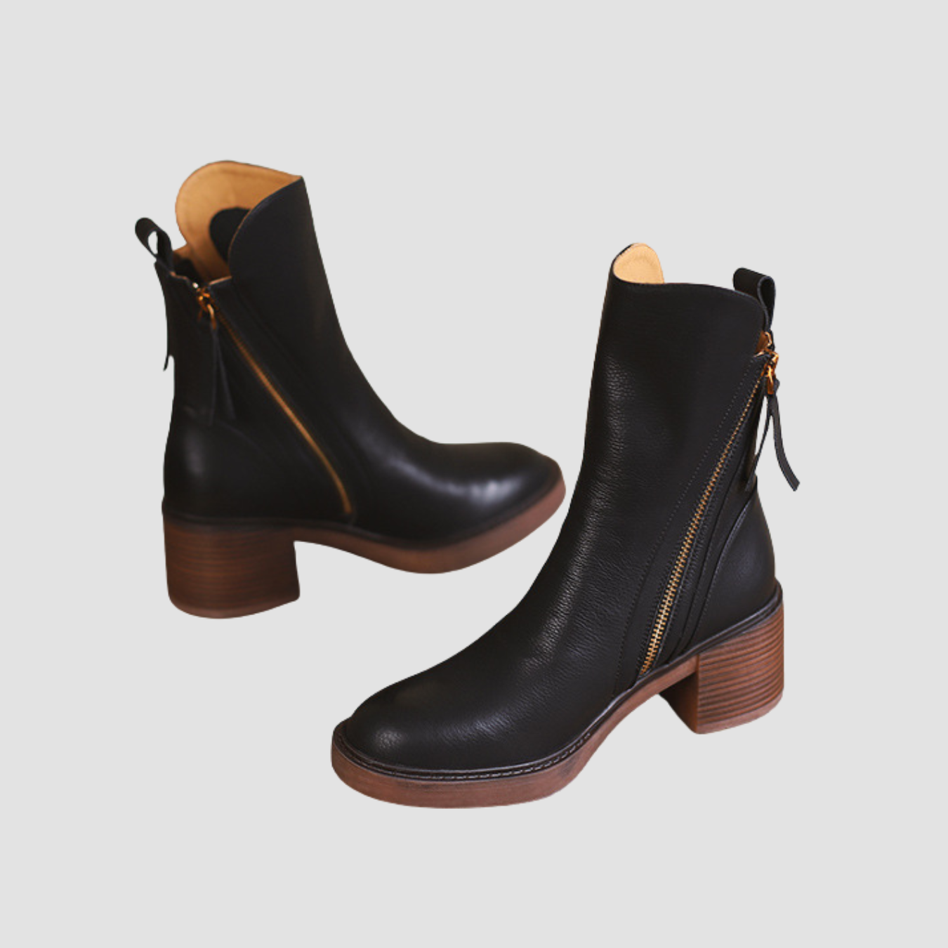 Kaia | Botines marrones de tacón grueso