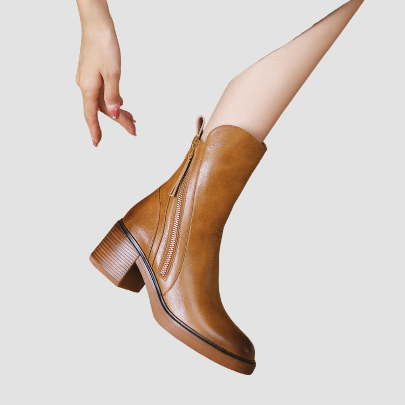 Kaia | Botines marrones de tacón grueso