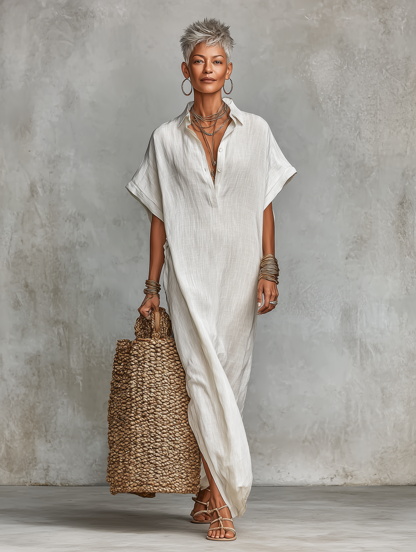 Minimalista Holgado Camisa Chalecoido maxi