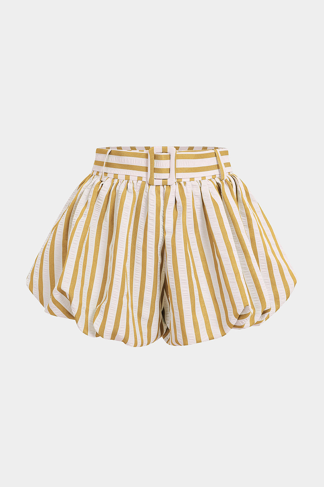 Striped Textured Ruched Shorts