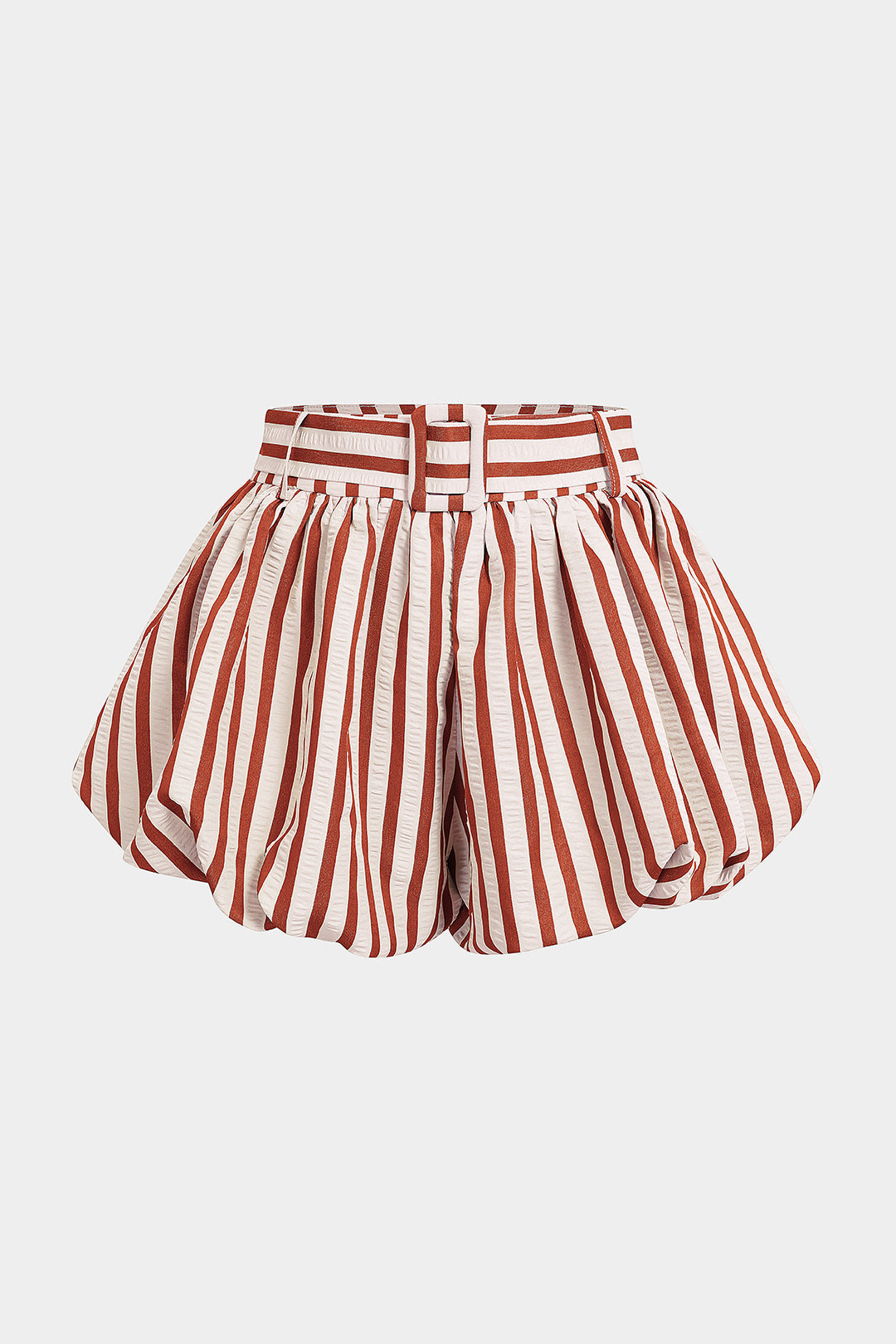 Striped Textured Ruched Shorts