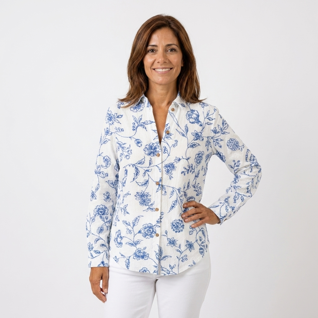 Beatriz | Blusa floral azul porcelana