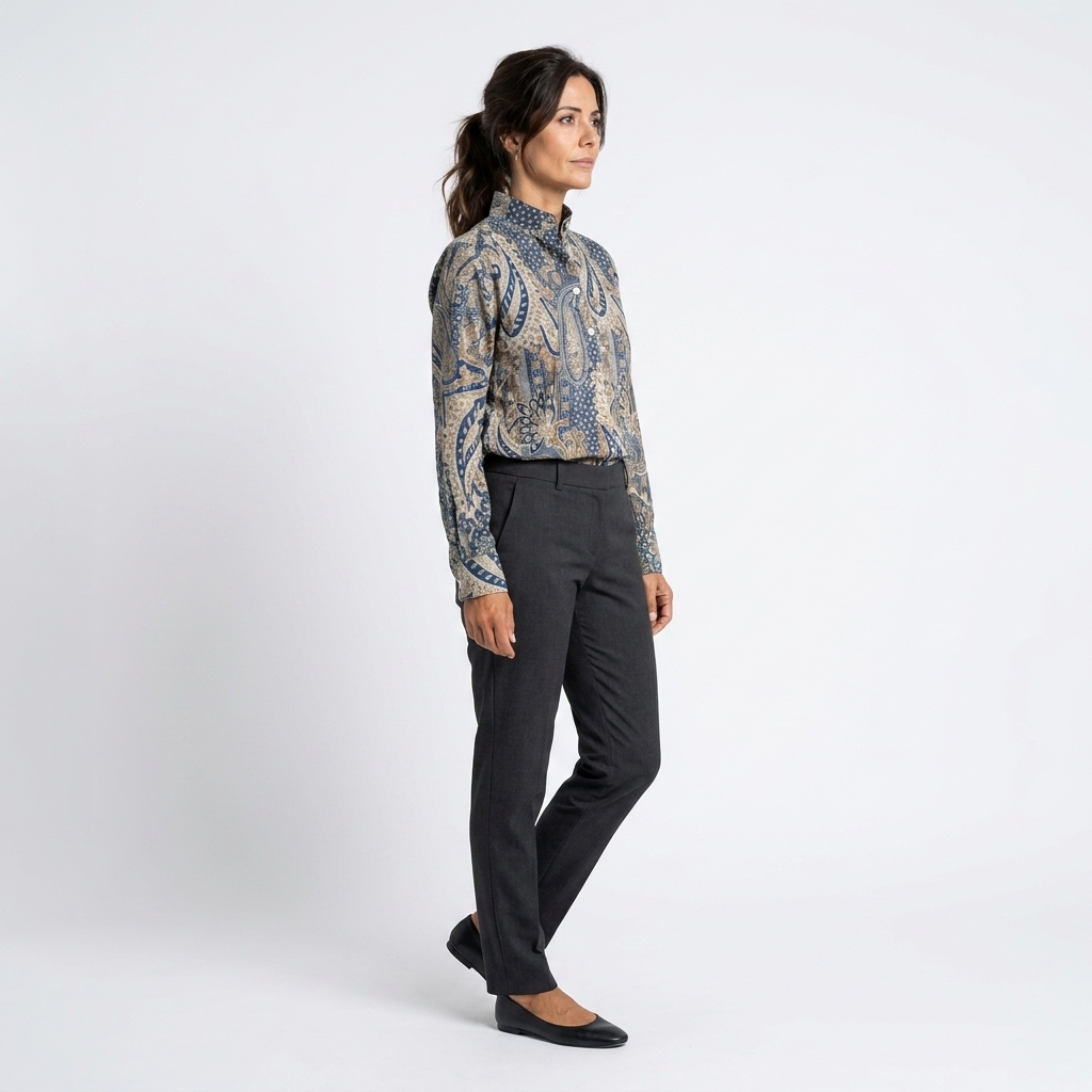 Noelia | Blouse cachemire bleue et beige