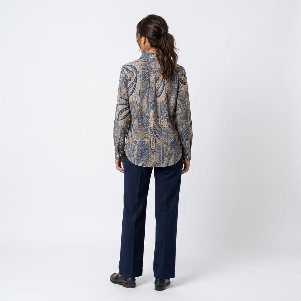 Noelia | Blouse cachemire bleue et beige