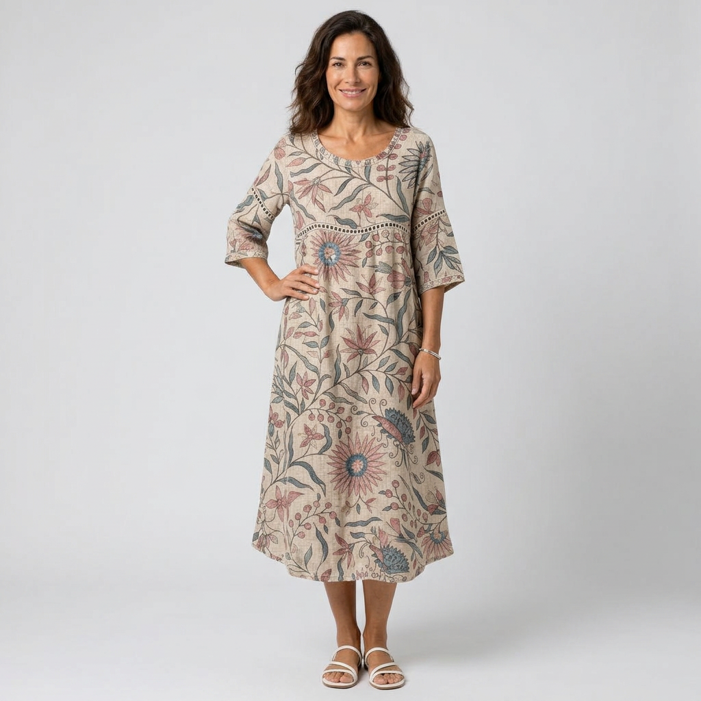 Olivia | Vestido midi con estampado botánico
