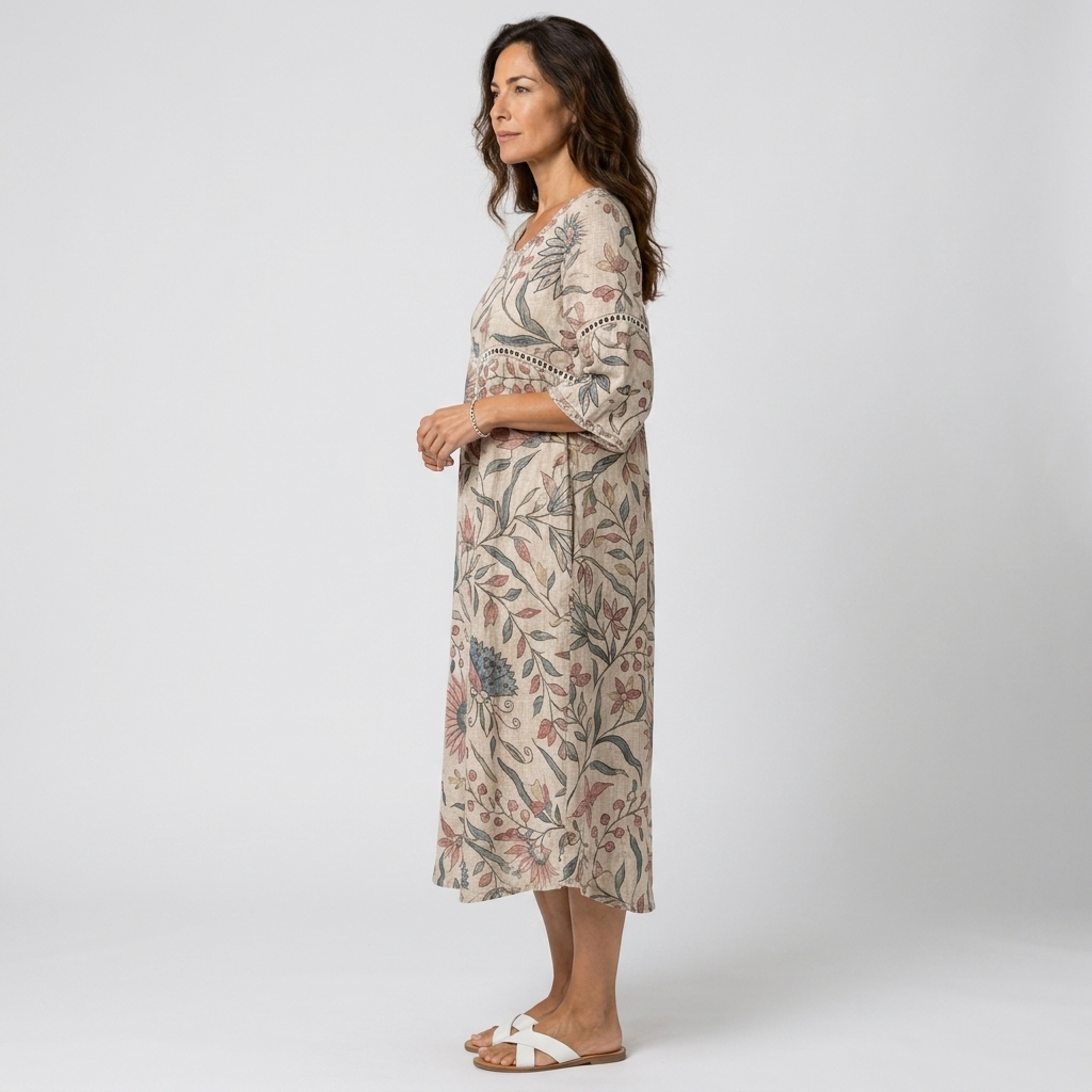Olivia | Vestido midi con estampado botánico
