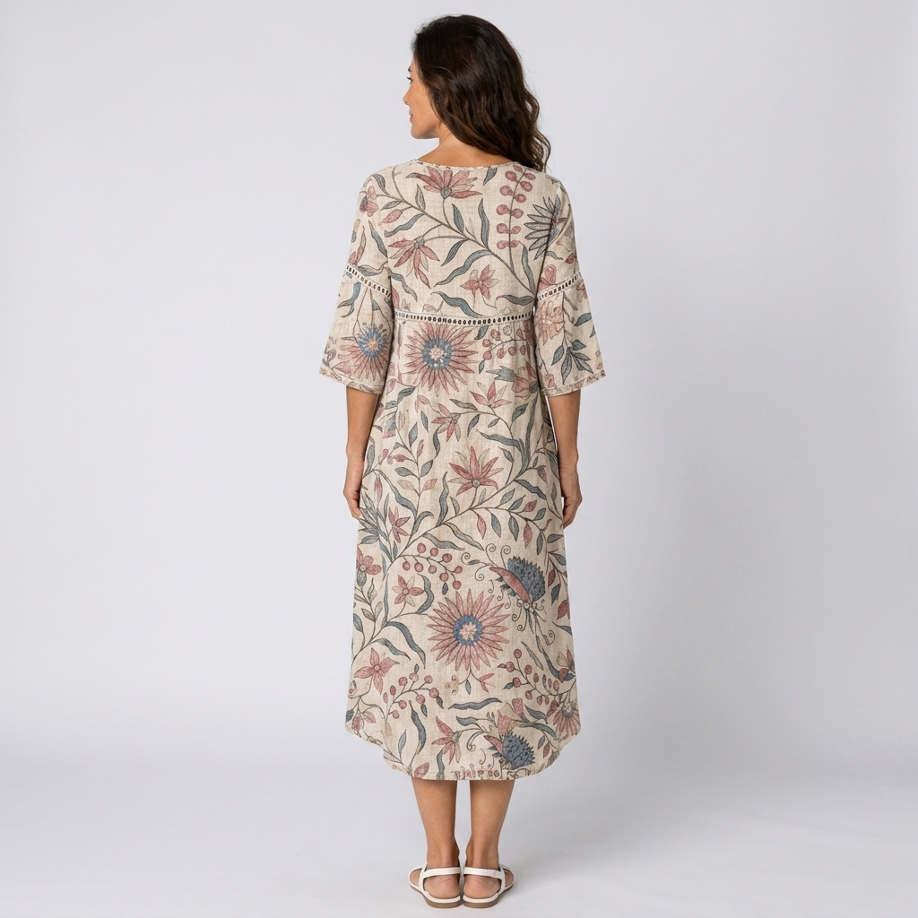 Olivia | Vestido midi con estampado botánico