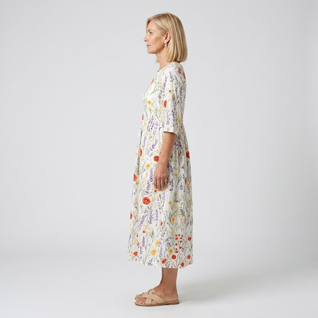 Aurora | Vestido midi blanco con flores bordadas