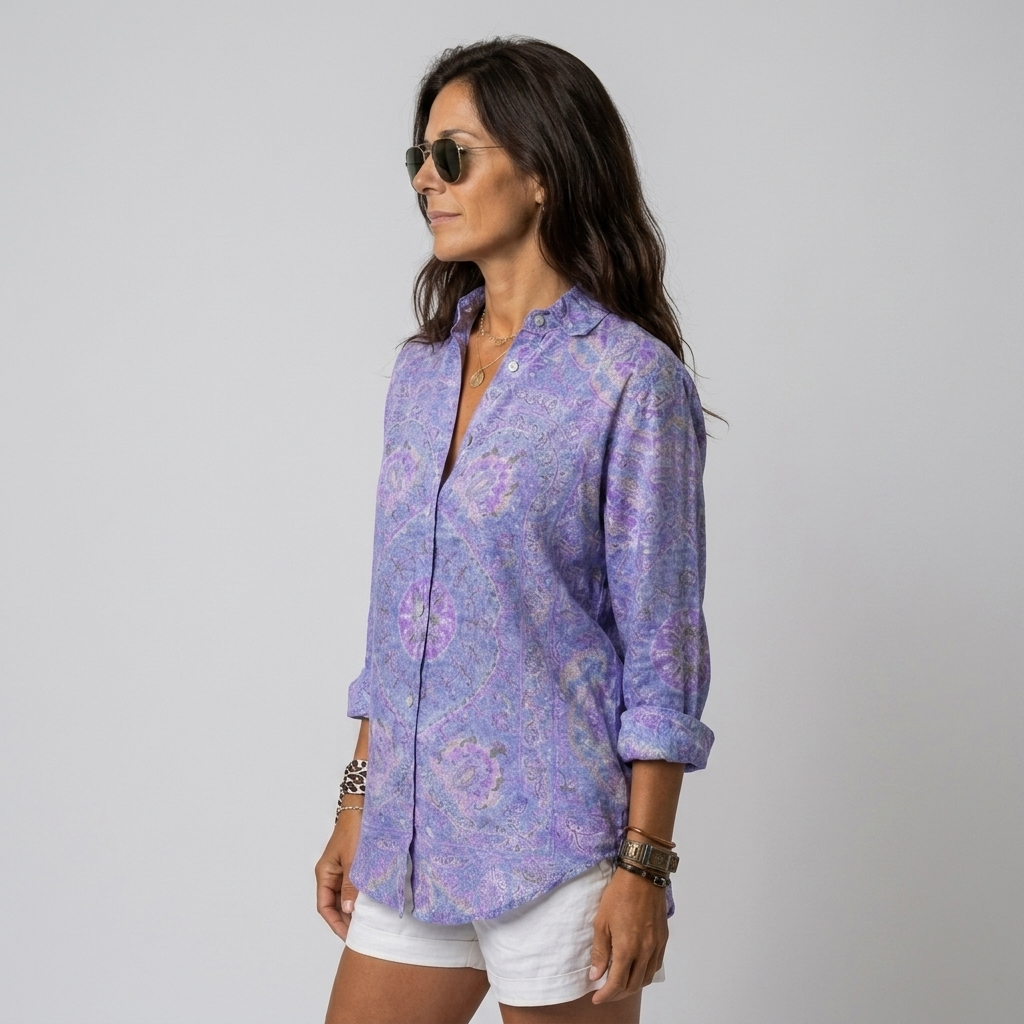 Aitana | Blusa violeta con estampado paisley