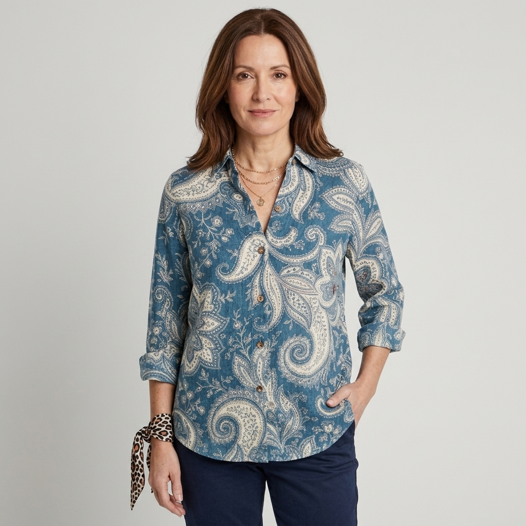 Inés | Blusa paisley azul petróleo