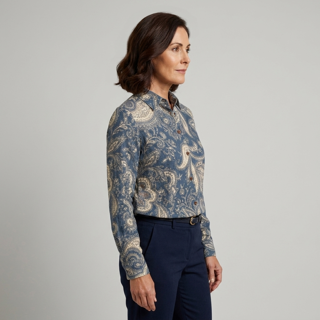 Inés | Blusa paisley azul petróleo