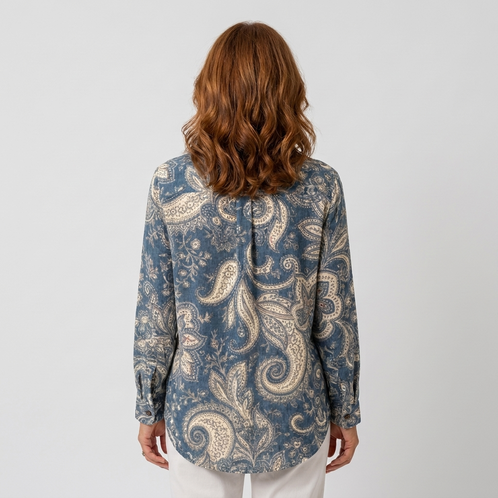 Inés | Blusa paisley azul petróleo