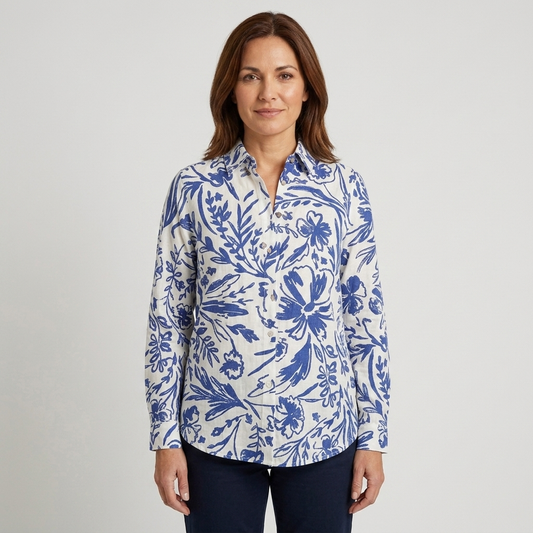 Clara | Blusa floral azul y blanca