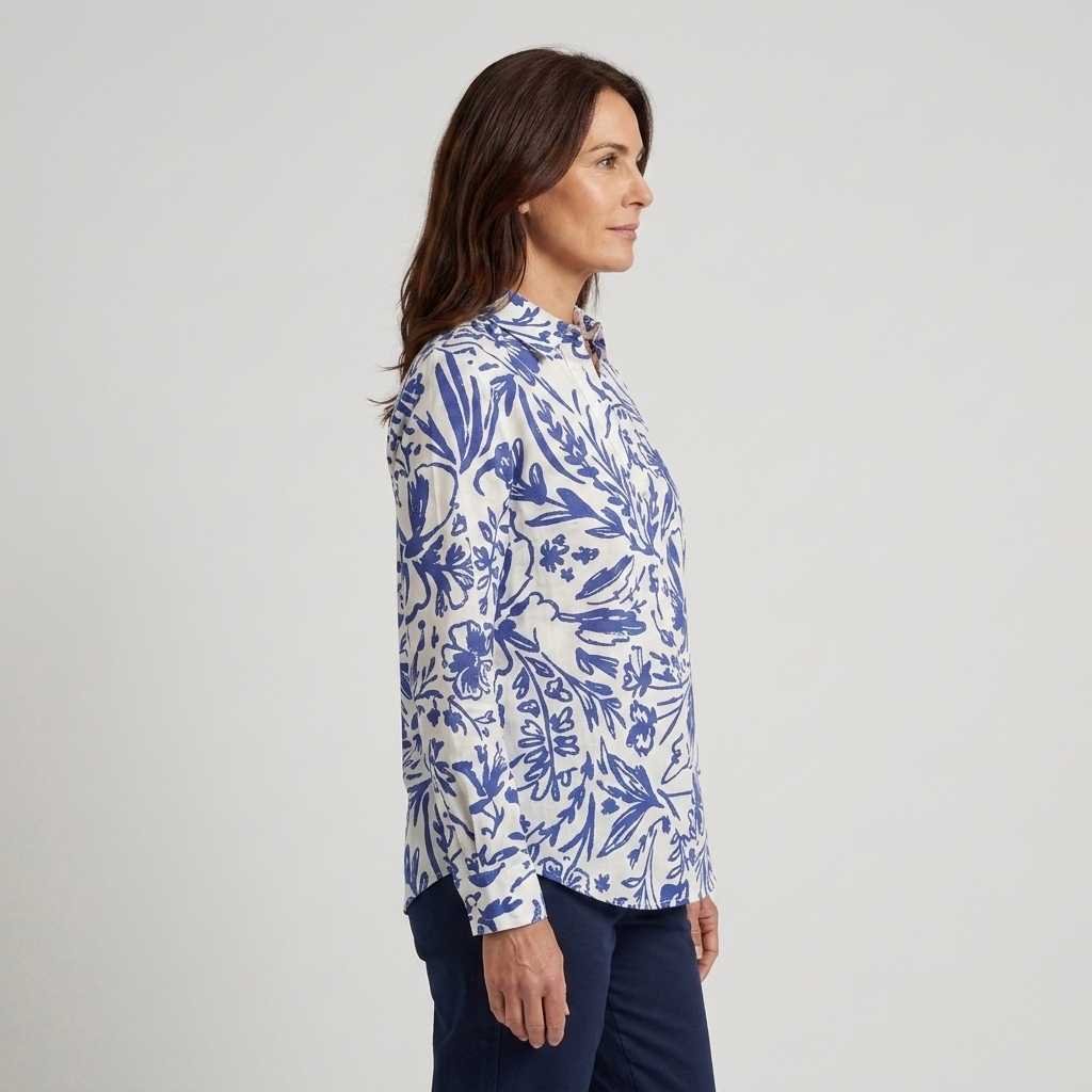 Clara | Blusa floral azul y blanca