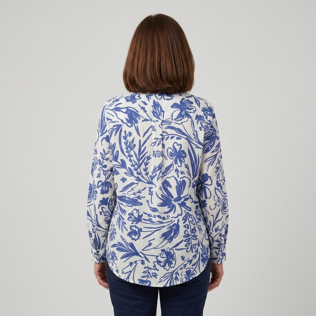 Clara | Blusa floral azul y blanca