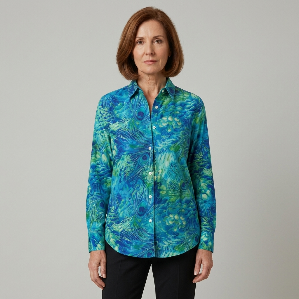 Esmeralda | Peacock Feather Print Blouse