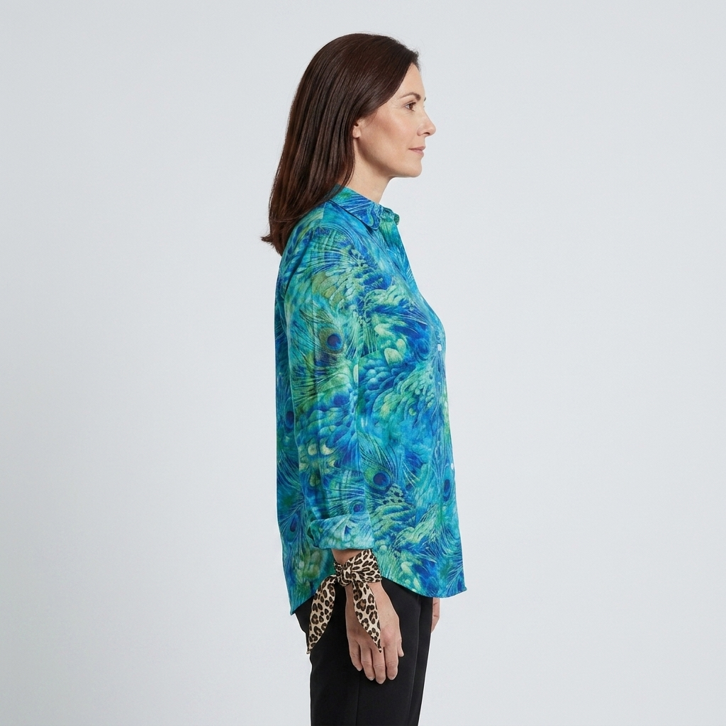 Esmeralda | Peacock Feather Print Blouse