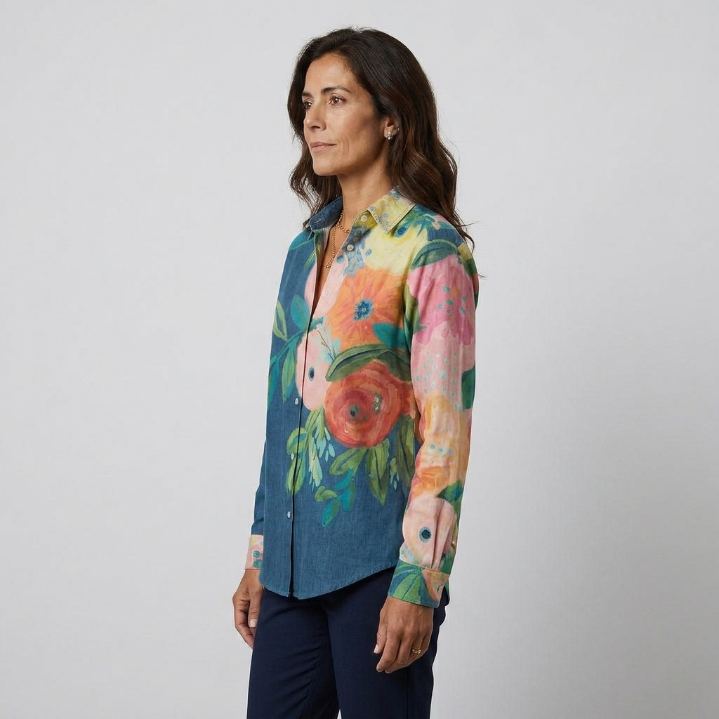 Camila | Blusa floral azul marino