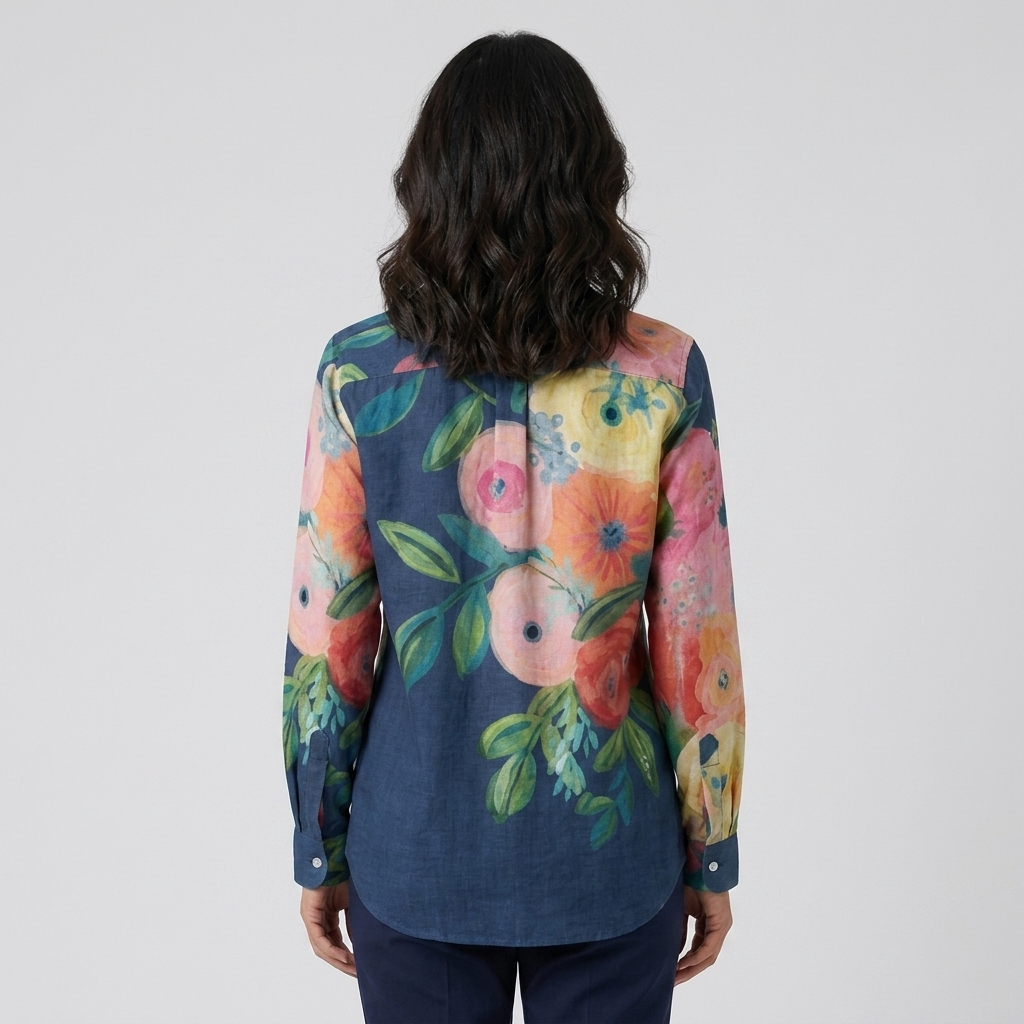 Camila | Blusa floral azul marino
